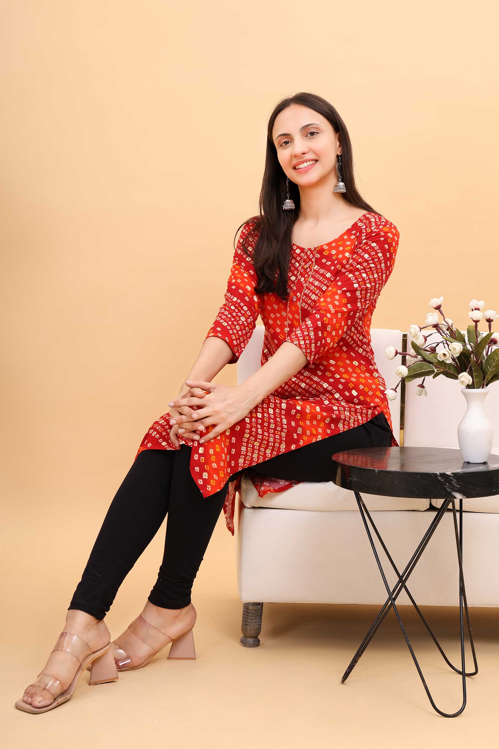 Reyon Printed Kurti with Legging Image